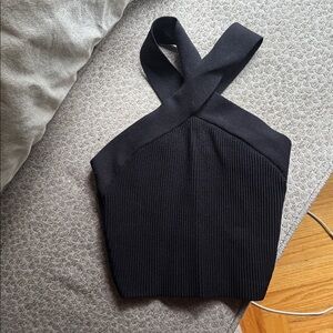 Aritzia Black Ribbed Halter Top